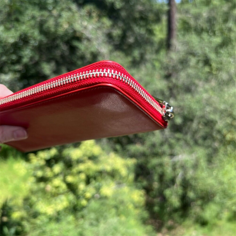 COACH Long Zip-Around Wallet Smooth Calf Leather RED w Silver Hardware AUTHENTIC - Picture 12 of 14
